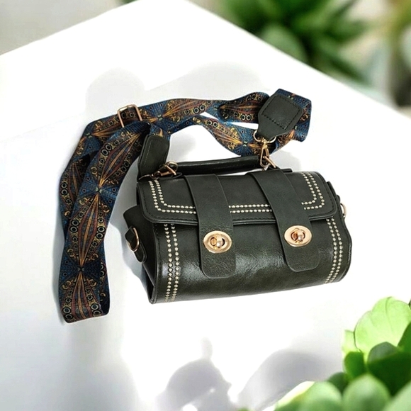 ‼️NEW IN‼️Stylish Mini Vintage Cylindrical Bag with Patterned Strap 🔥 - Picture 1 of 12